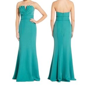 Chic Strapless Teal Maxi Dress
